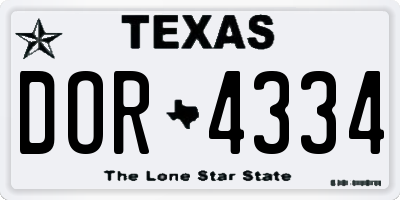 TX license plate DOR4334