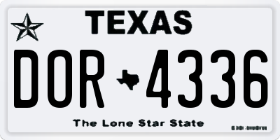 TX license plate DOR4336