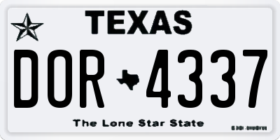 TX license plate DOR4337