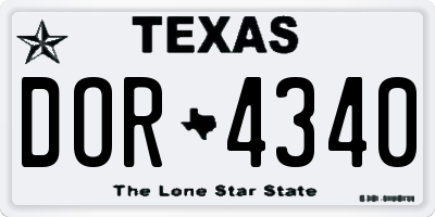 TX license plate DOR4340