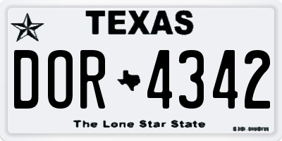 TX license plate DOR4342