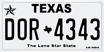 TX license plate DOR4343