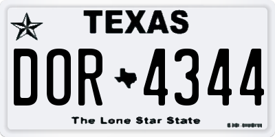 TX license plate DOR4344