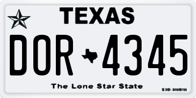 TX license plate DOR4345