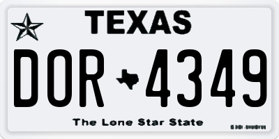 TX license plate DOR4349