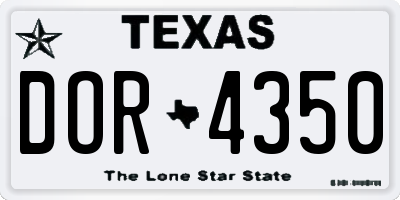 TX license plate DOR4350