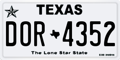 TX license plate DOR4352