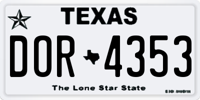 TX license plate DOR4353
