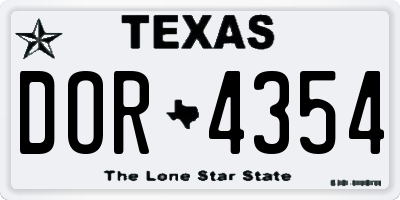 TX license plate DOR4354