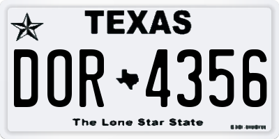 TX license plate DOR4356