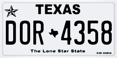 TX license plate DOR4358