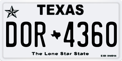TX license plate DOR4360