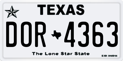 TX license plate DOR4363