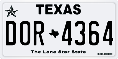 TX license plate DOR4364