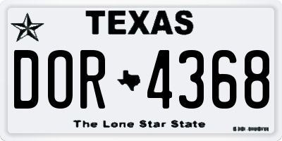 TX license plate DOR4368