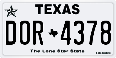 TX license plate DOR4378