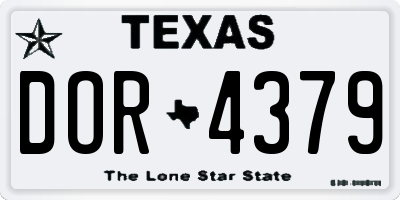 TX license plate DOR4379