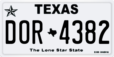 TX license plate DOR4382