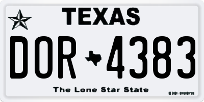 TX license plate DOR4383
