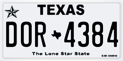 TX license plate DOR4384