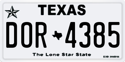 TX license plate DOR4385