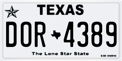 TX license plate DOR4389