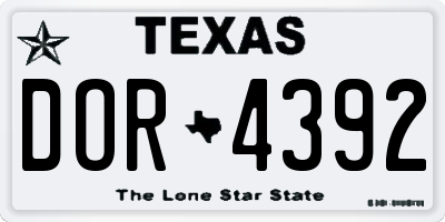 TX license plate DOR4392