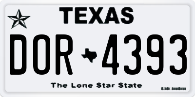 TX license plate DOR4393