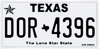 TX license plate DOR4396