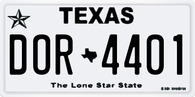 TX license plate DOR4401