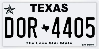 TX license plate DOR4405