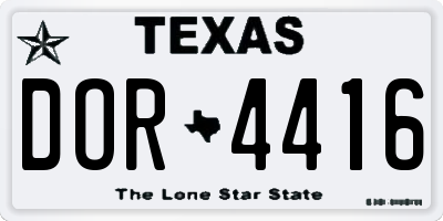 TX license plate DOR4416