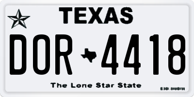 TX license plate DOR4418