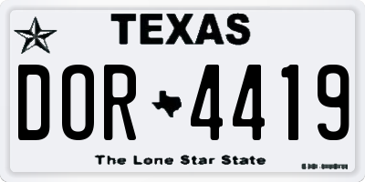 TX license plate DOR4419