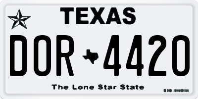 TX license plate DOR4420