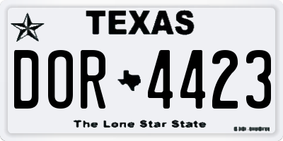 TX license plate DOR4423