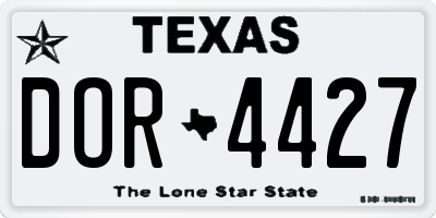 TX license plate DOR4427