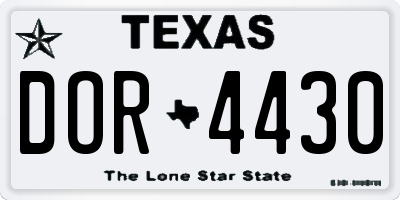 TX license plate DOR4430