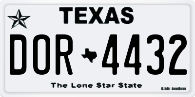 TX license plate DOR4432