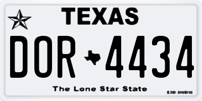 TX license plate DOR4434