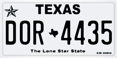 TX license plate DOR4435