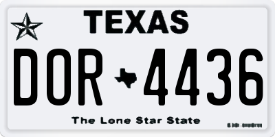 TX license plate DOR4436