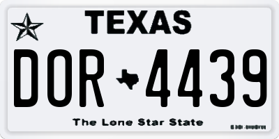 TX license plate DOR4439