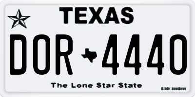 TX license plate DOR4440