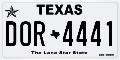 TX license plate DOR4441