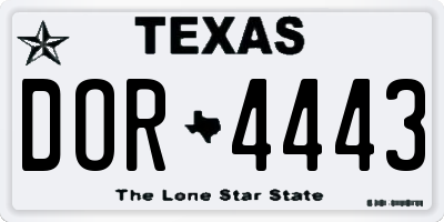 TX license plate DOR4443