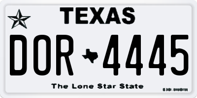 TX license plate DOR4445