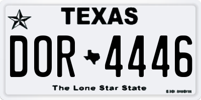 TX license plate DOR4446