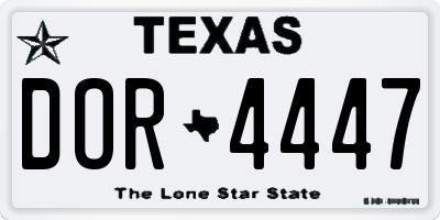 TX license plate DOR4447