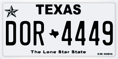 TX license plate DOR4449